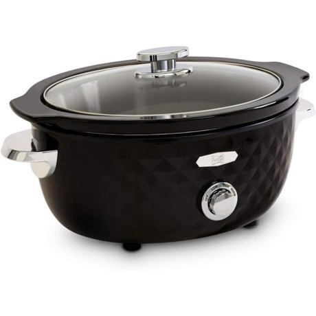 Slow Cooker Fritel SC 2090, Capacitate 3.3 L, Putere 150 W, Vas ceramic, Capac de sticla, Negru